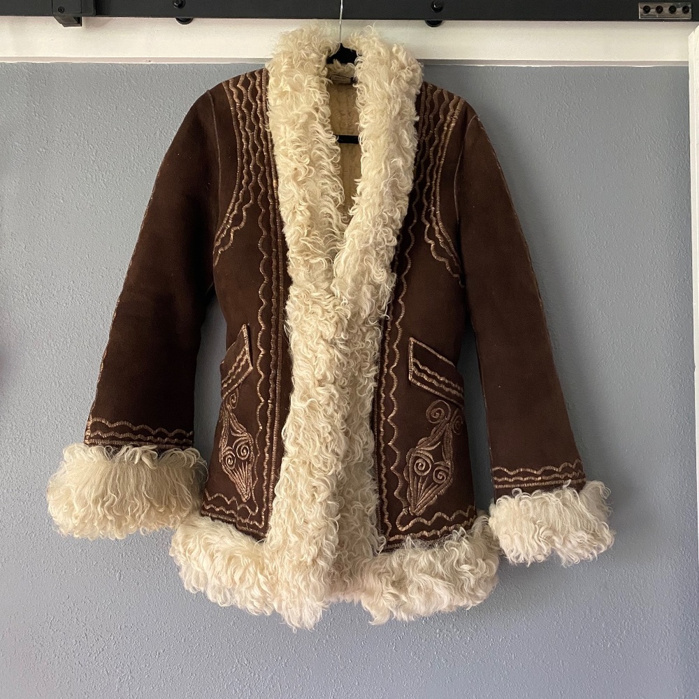 BCBG MaxAzria Shearling/Suede Coat